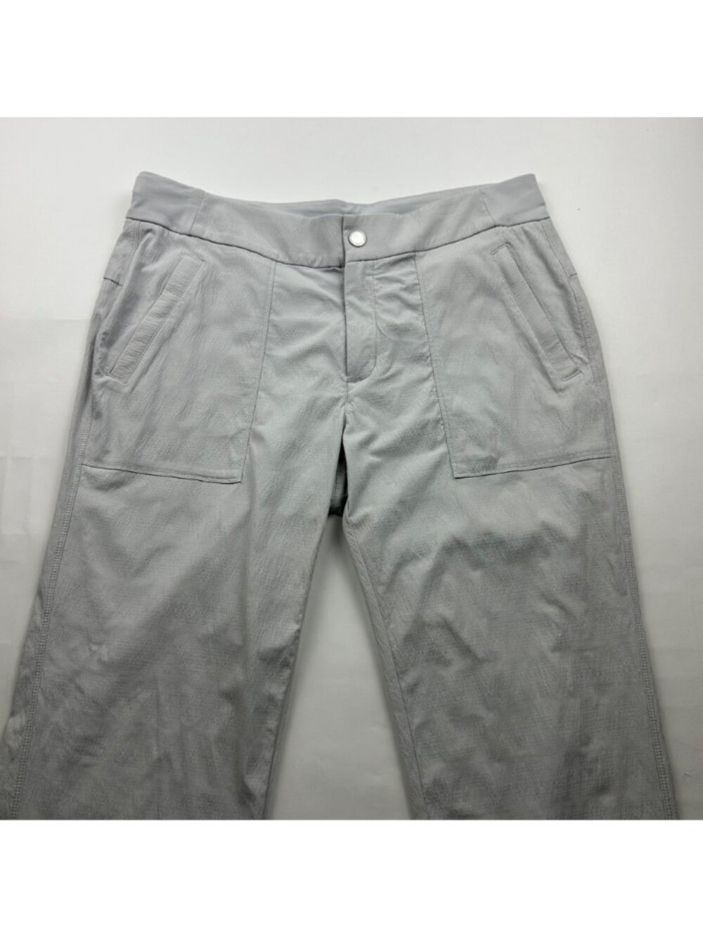 TALL Athleta Light Gray Stretch Nylon Trekkie Slim Leg Pant 12T - Picture 2 of 7